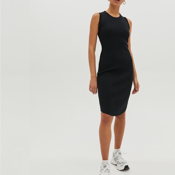 Aritzia Community Black Crew-neck Tank Ribbed Knit Sleeveless Midi Dress Size S - Picture 14 of 14